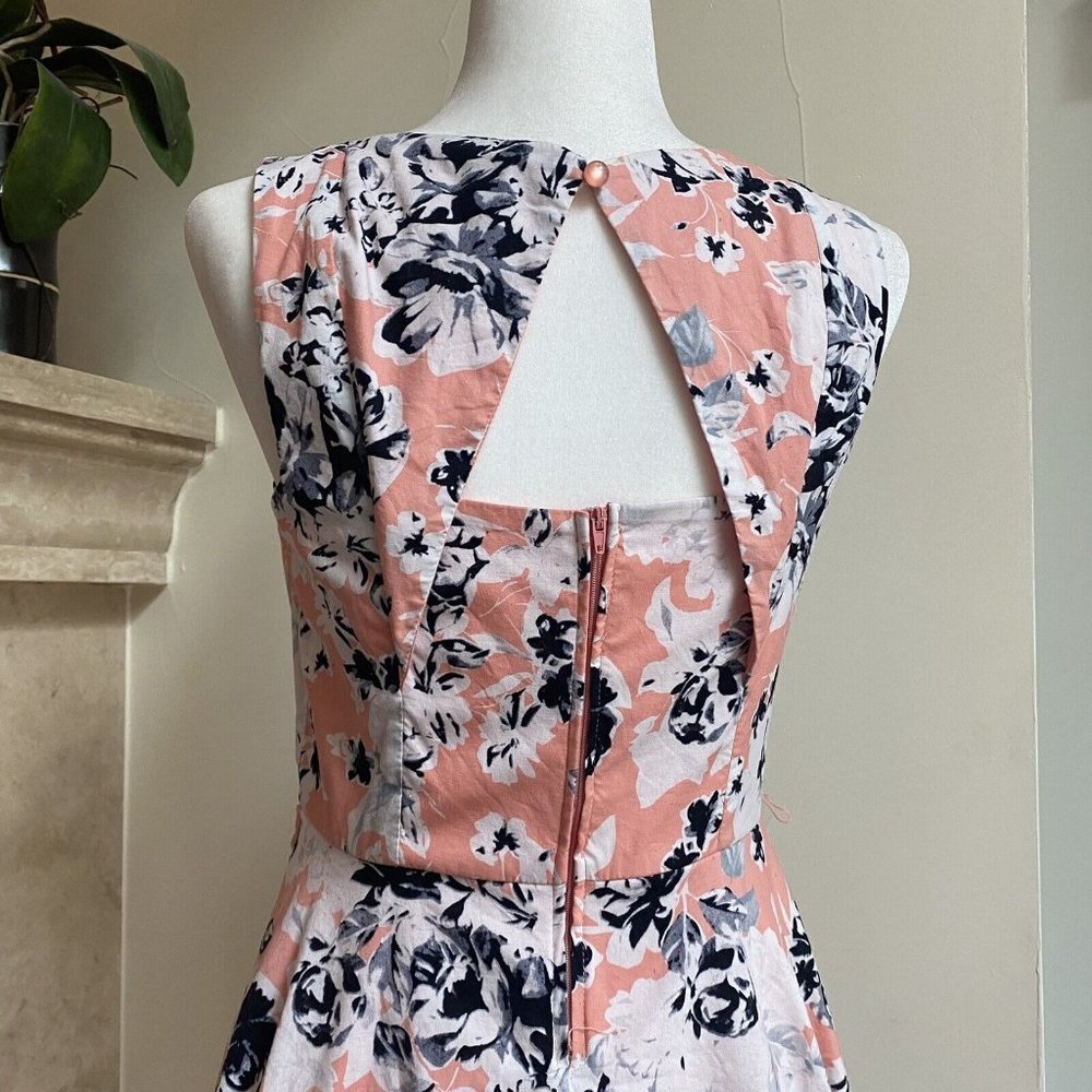 Bailey Blue Pink Floral Print Sleeveless Fit Flare Women Size Large Mini Dress - Picture 7 of 16